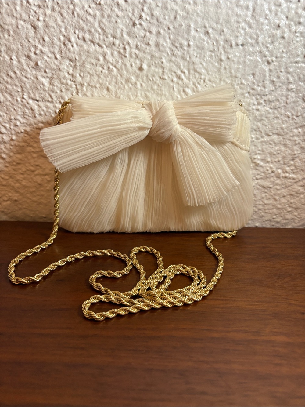 Loeffler Randall Rochelle Pleated Bow Clutch - Platinum